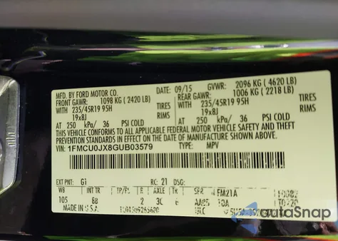 2016 Ford Escape Titanium z USA, uszkodzony, nr VIN 1FMCU0JX8GUB03579